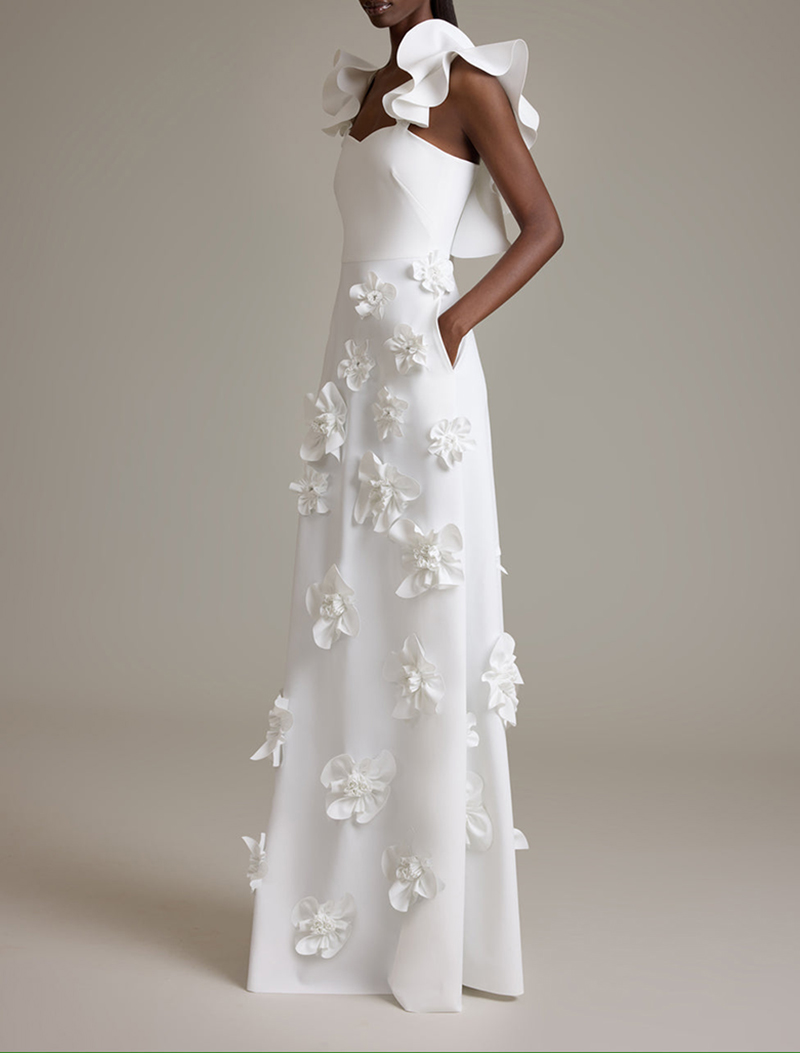 Solid Column Prom Dresses Square Sleeveless Floor Length Taffeta Hand Made Flowers Draped Ruffle Celebrity Evening Dresses Plus Size Custom Made B5010