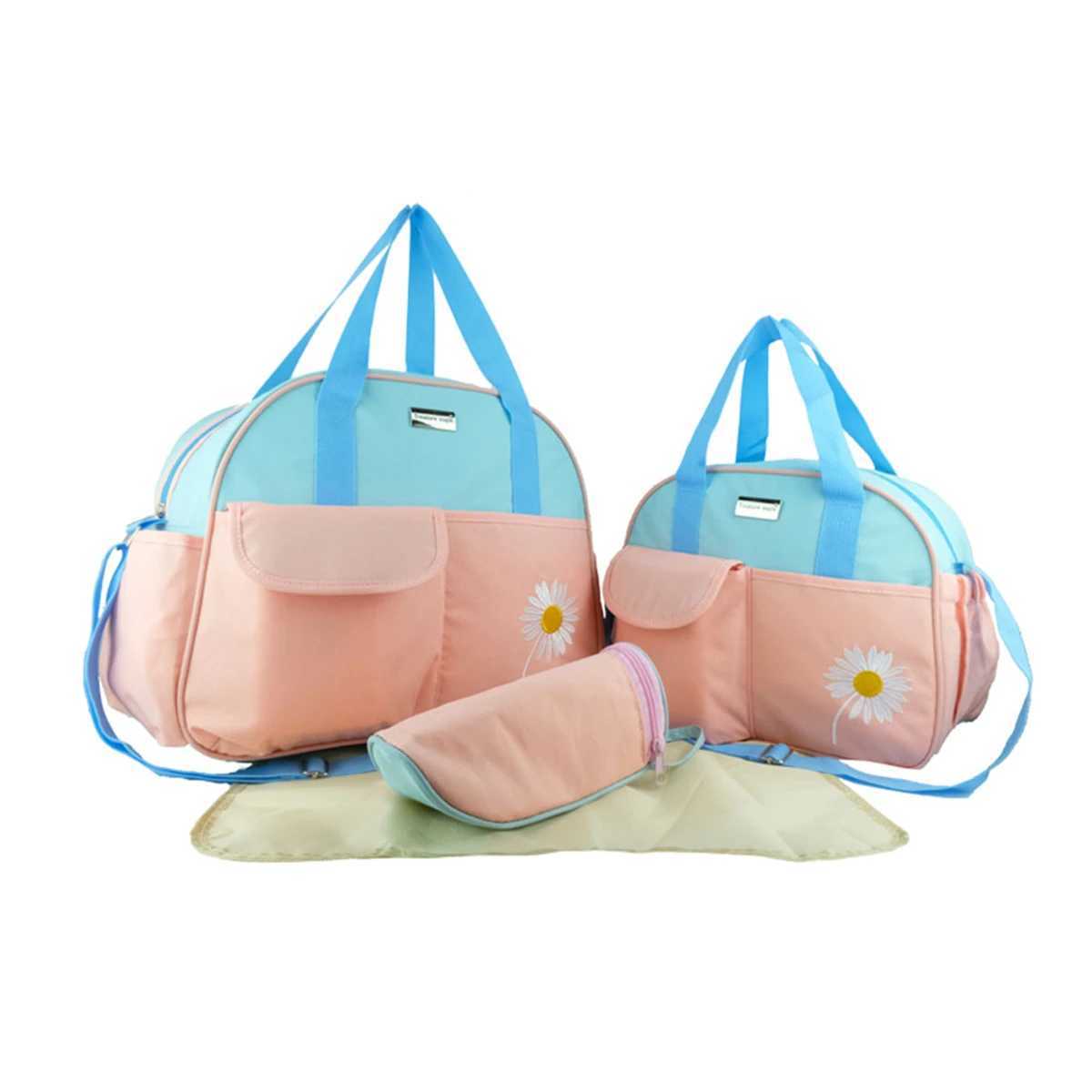 Diaper Bags New Fashion Embroidered Daisy Mommy Bag Four Piece Set Multi functional Large Capacity One Shoulder Diagonal Cross Diaper Bag Y250227B21Q