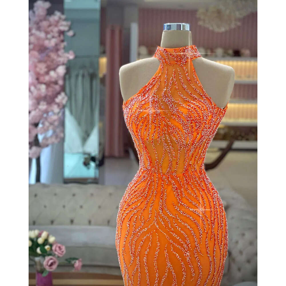 Mermaid Dresses Gorgeous Halter High Prom Sleeveless Waist Shining Applicants Backless Zipper Court Gown Custom Made Plus Size Party Dress Vestido De 