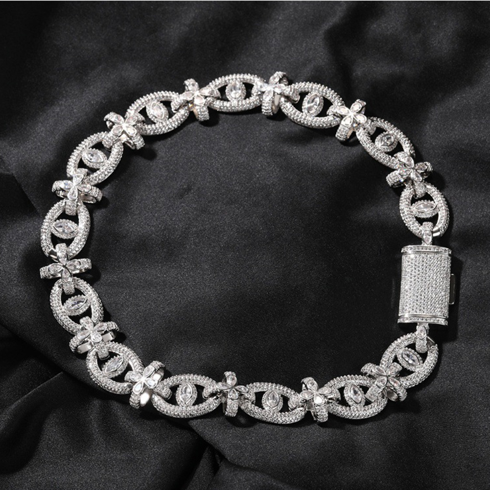 18mm Hip Hop Mens Horse's Eye Cross Cuban Chain Necklace Bracelets 5A Zircon Jewelry Set