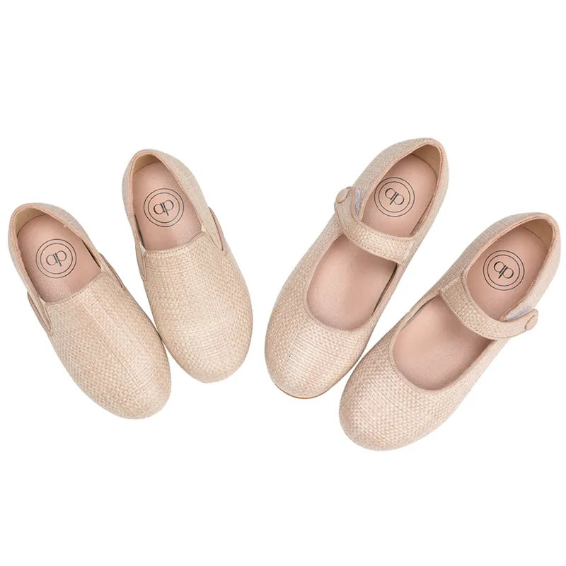 AP burlap shoes kids boys girls spring summer fashion mary jane shoe loafers children girl dressy flat shoes 240506