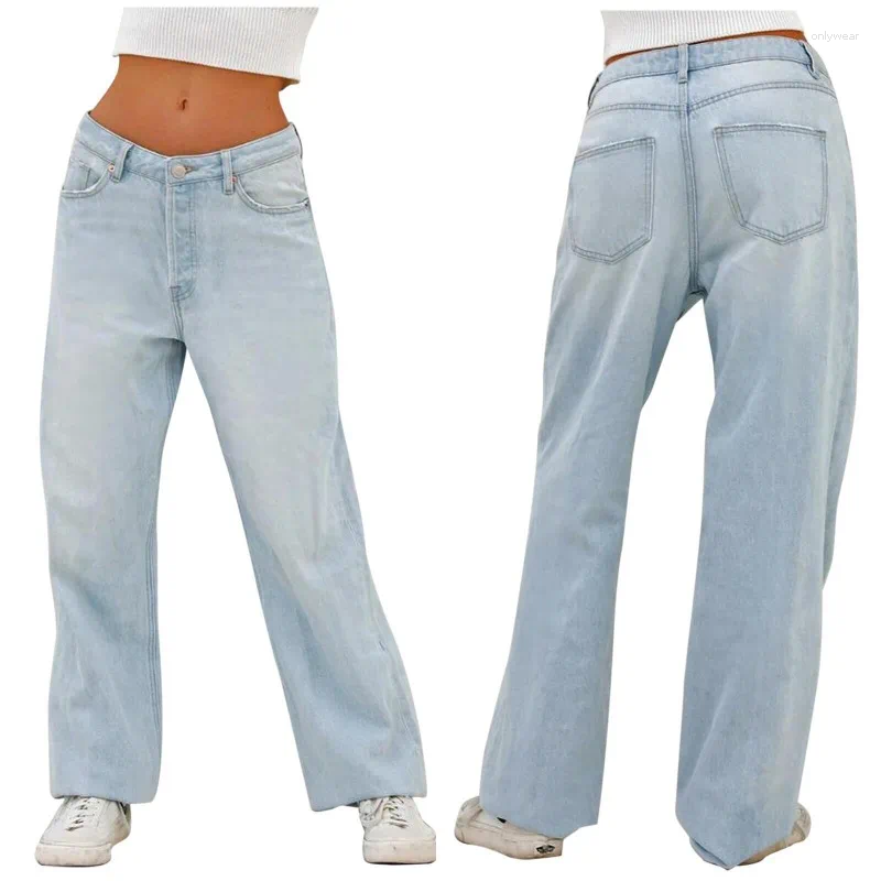 Women's Jeans High Waisted Loose Fitting Wide Leg Floor Mop Woman Pants