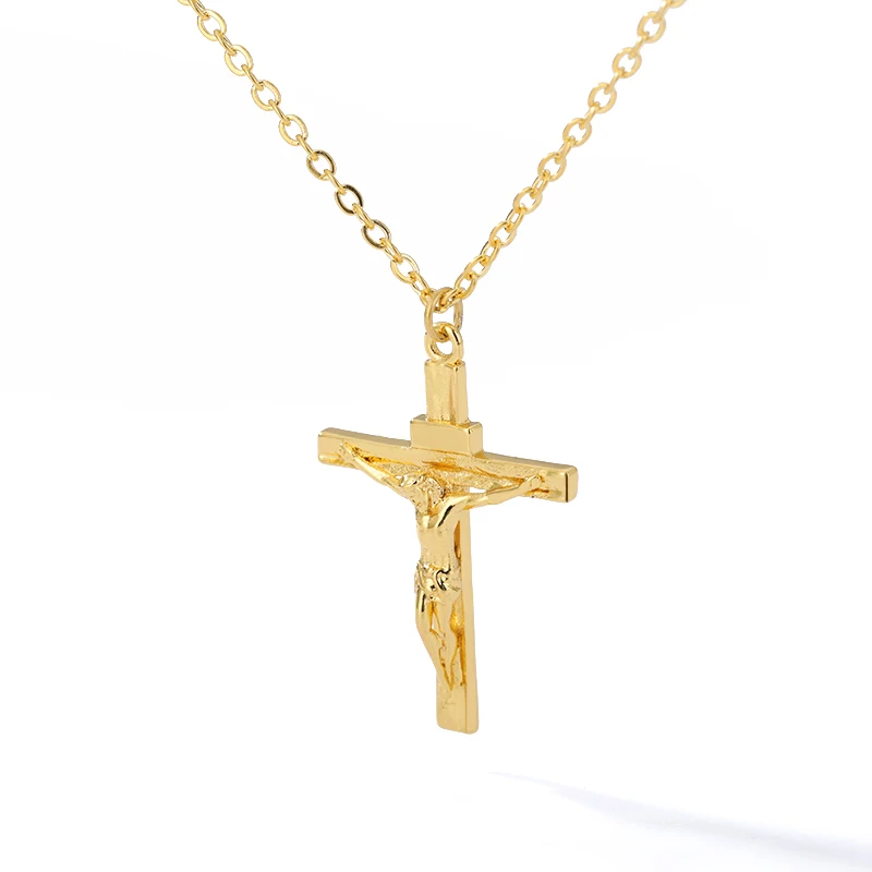 Chain For Man Stainless Steel Cross Necklace Women Men woman necklace - Religious Christian Jewelry Prayer And Baptism Crystal