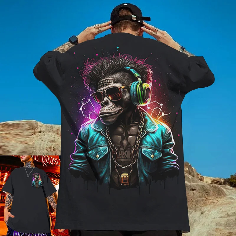 Animal TShirts For Men 3d HipHop Monkey Print Daily Casual Short Sleeved Loose Oversized TShirt Street Harajuku Tops Tee 2024 240420