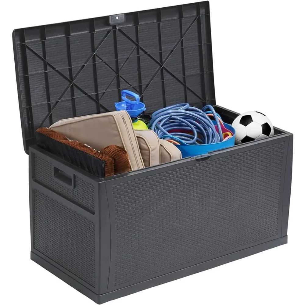 Storage Boxes Bins Doterra large courtyard mat storage deck box desktop lockable wardrobe portable garden 121Gal tool toy organizer shelf Q240506