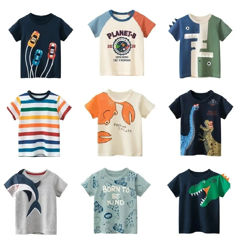 Children Short Sleeve Tshirts Korean Version Kids Clothing Boy Baby Cotton Tees 29 Years Summer Cartoon 240416