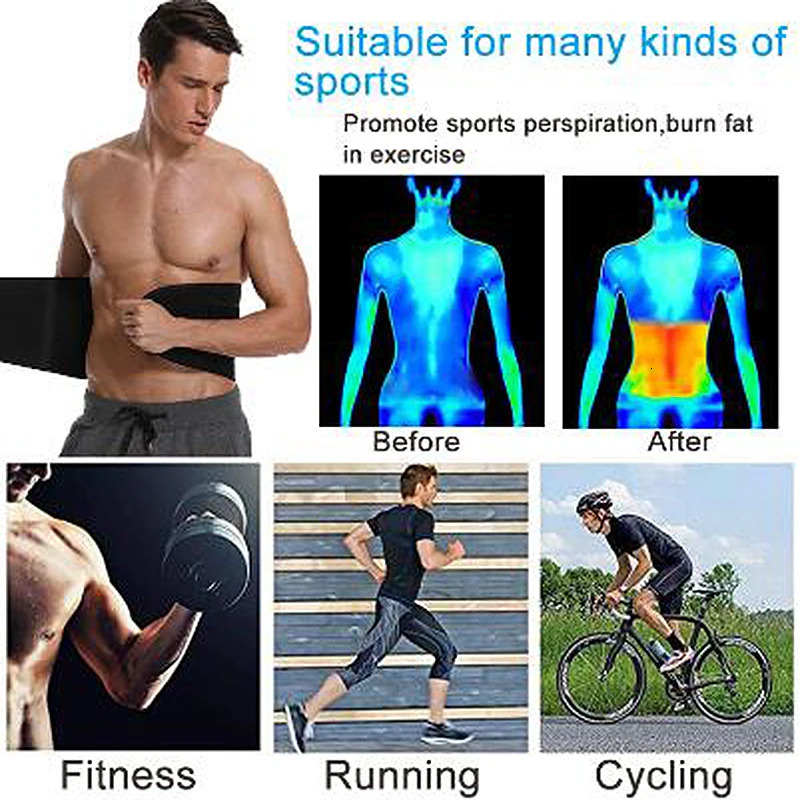 Waist Trimmer Belt Slim Men Body Shaper Cinchers Tummy Control Neoprene Sweat Wrap for Stomach and Back Lumbar Support 240506