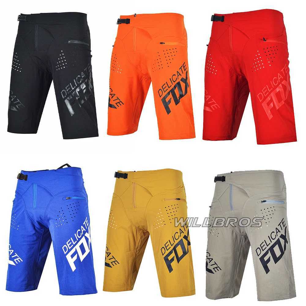s Shorts Delicate Fox Motocross Racing Shorts Motorcycle MTB Downhill Bike Mountain Bicycle Offroad Summer Short Pants Orange Mens J240507