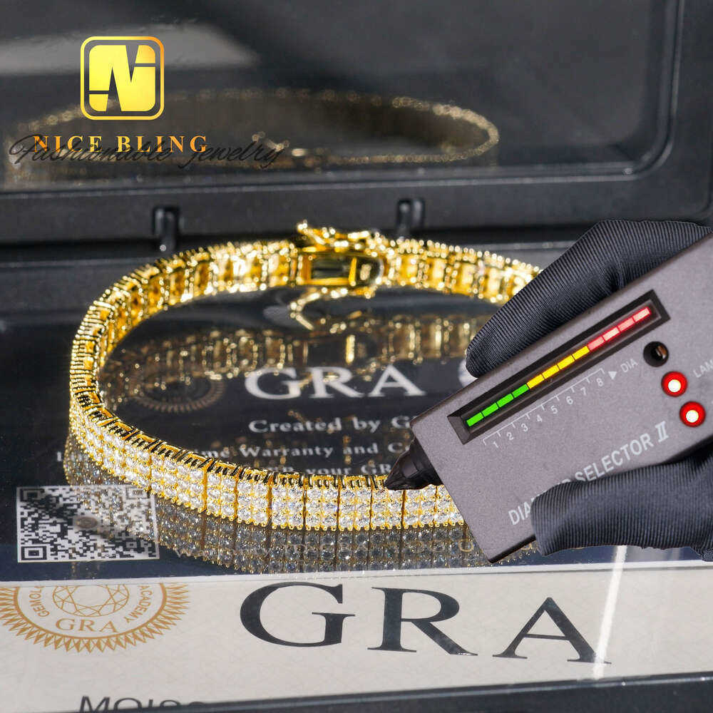 New Arrival 3 Rows Tennis Bracelets Sterg Sier Jewelry Fashion Iced Out Moissanite Bracelet for Men and Women