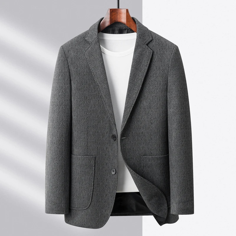 High Quality Leisure Suit Spring and Autumn Fashion Handsome Business Middleaged Men Woolen Coat 240430