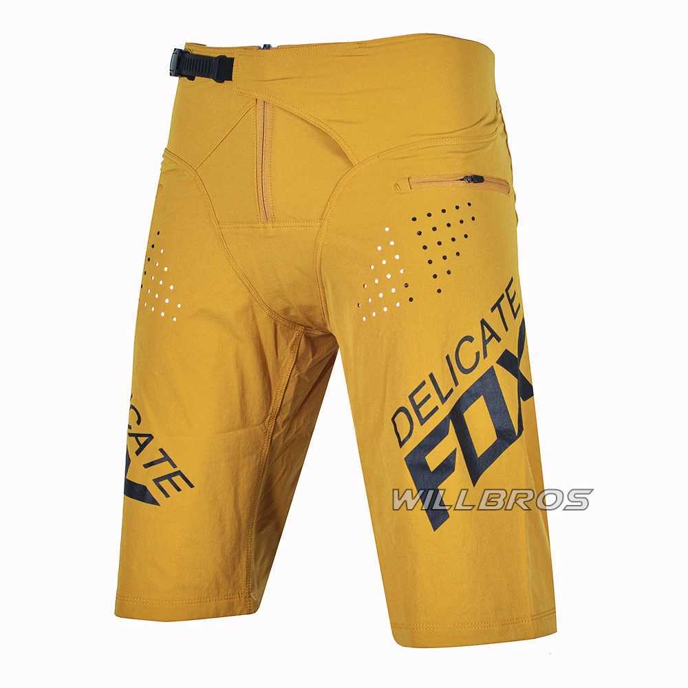 s Shorts Delicate Fox Motocross Racing Shorts Motorcycle MTB Downhill Bike Mountain Bicycle Offroad Summer Short Pants Orange Mens J240507