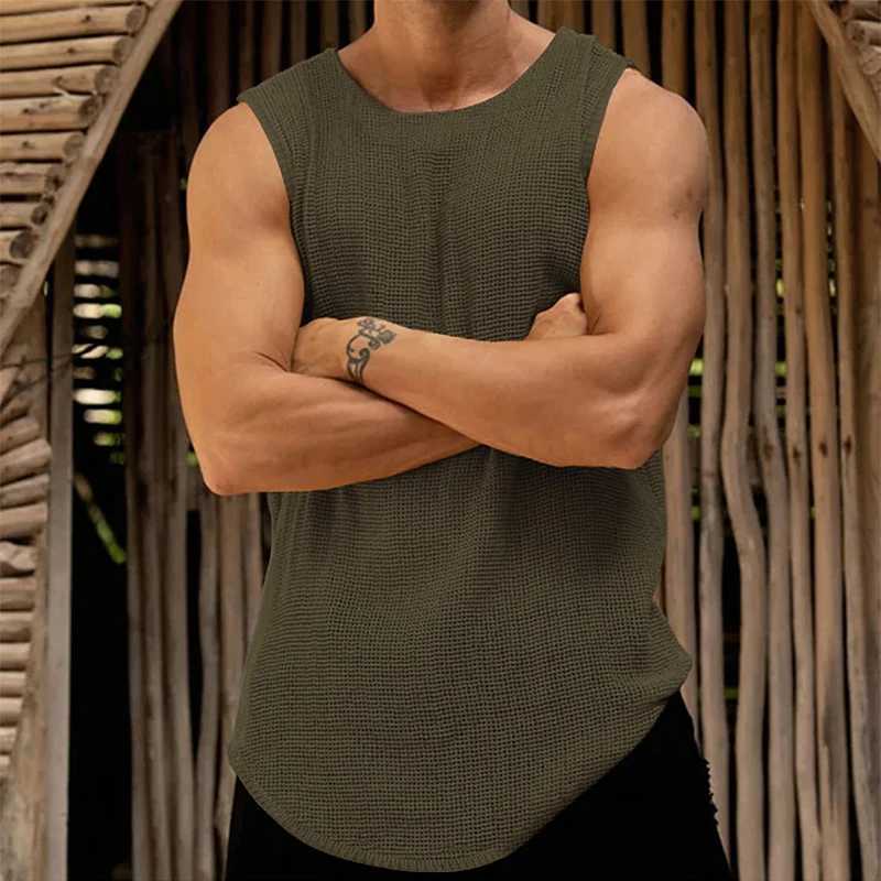 Men's Tank Tops Spring Summer Casual Knitwear Men Slveless O Neck Solid Color Knit Tank Tops Mens Vintage Slim Knitting Vest Male Camisoles Y2405