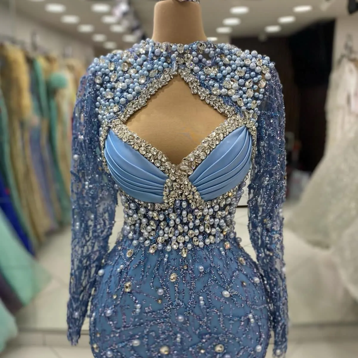 Beaded Prom Dress | Sequined Lace Mermaid Evening Gown