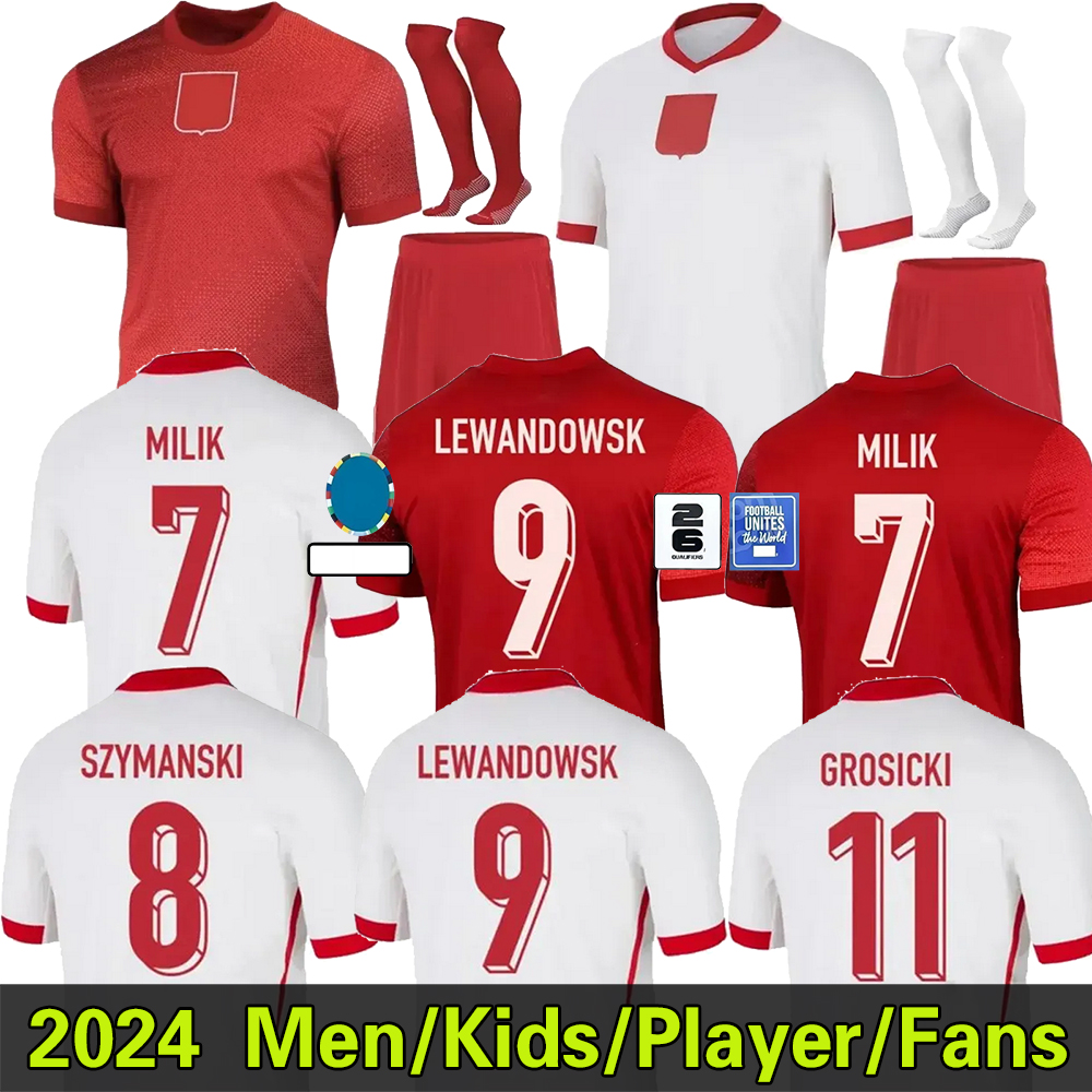 2024 Polands LEWANDOWSKI Soccer Jerseys 24 25 Polonia KRYCHOWIAK GROSICKI ZIELINSKI MILIK Zalewski Szymanski Polish Football Shirt Men Kids Kit