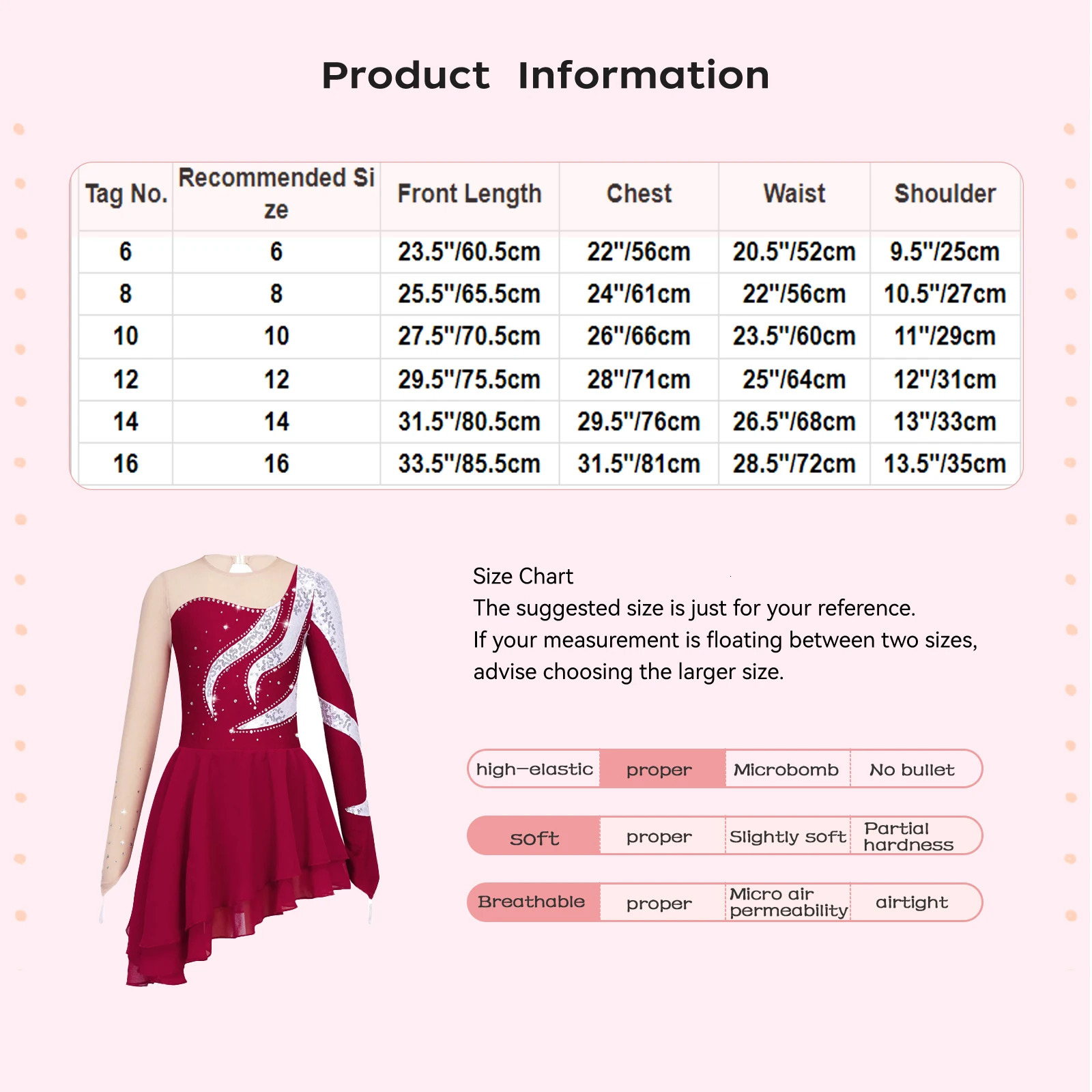 Kids Girls Figure Ice Skating Dress Long Sleeve Floral Sequin Tutu Ballet Gymnastics Leotards Stage Performance Costume 240420