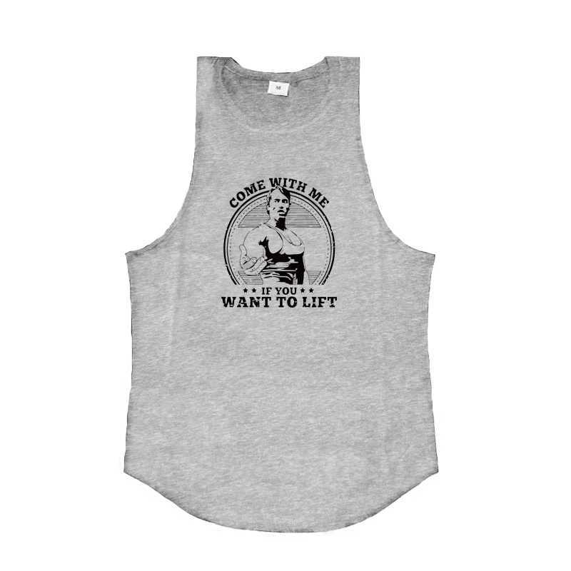 Men's Tank Tops Come with Me If You Want To Lift Arnold Cotton Gym Clothing Bodybuilding Tank Top Men Fitness Singlet Muscle Slveless Shirt Y2405