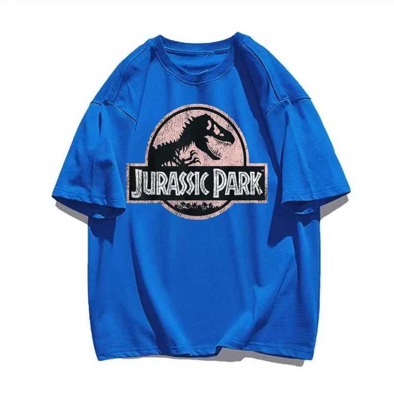 Men's T-Shirts Summer Fashion Mens Owersize T-Shirt Jurassic Park Large Dinosaur High Quty Printed T-Shirt Unisex Cotton Hip Hop T-Shirt T240505