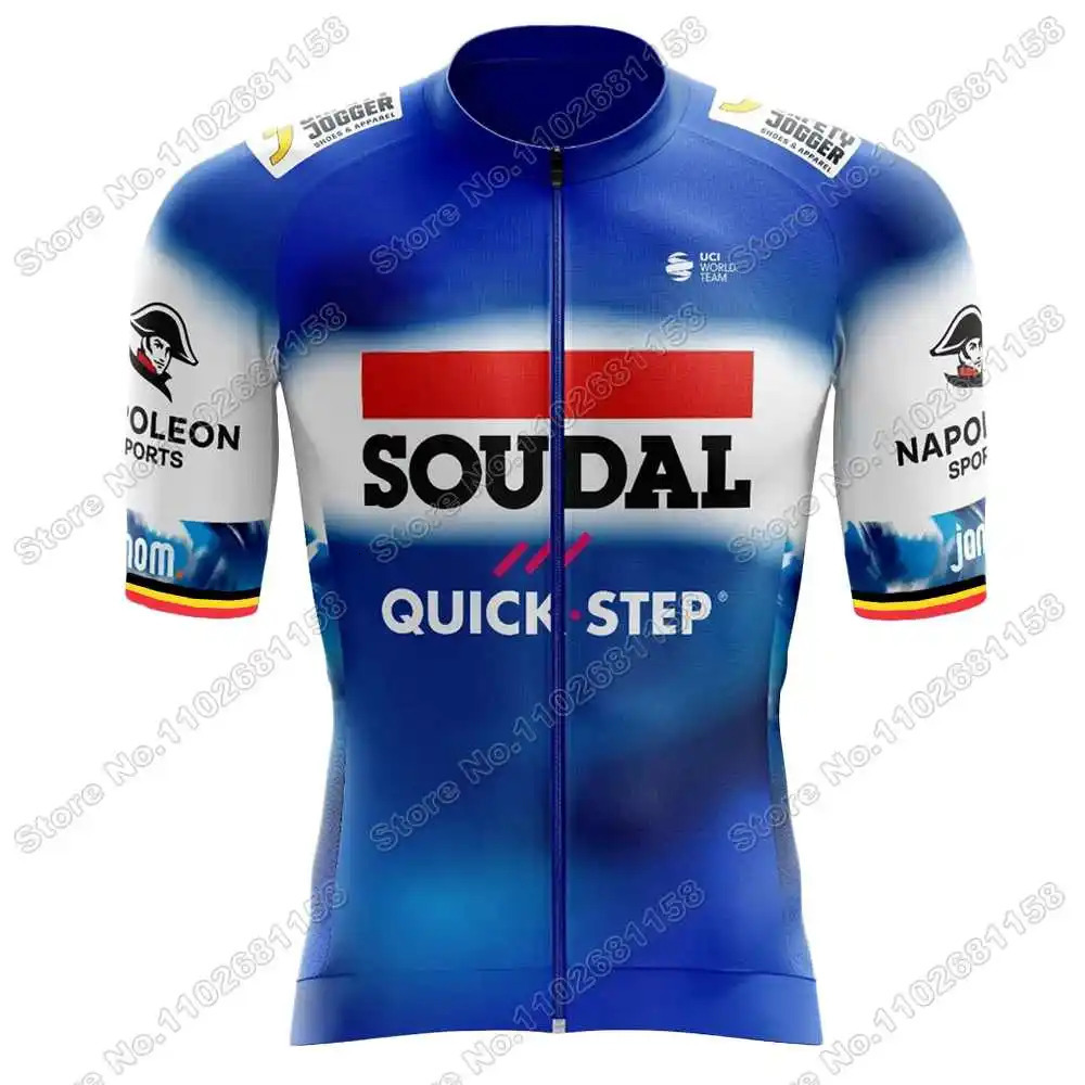 Belgium Soudal Quick Step Cycling Jersey Set World Champion Remco Evenepoel Clothing Road Bike Shirt Suit Pants 240506