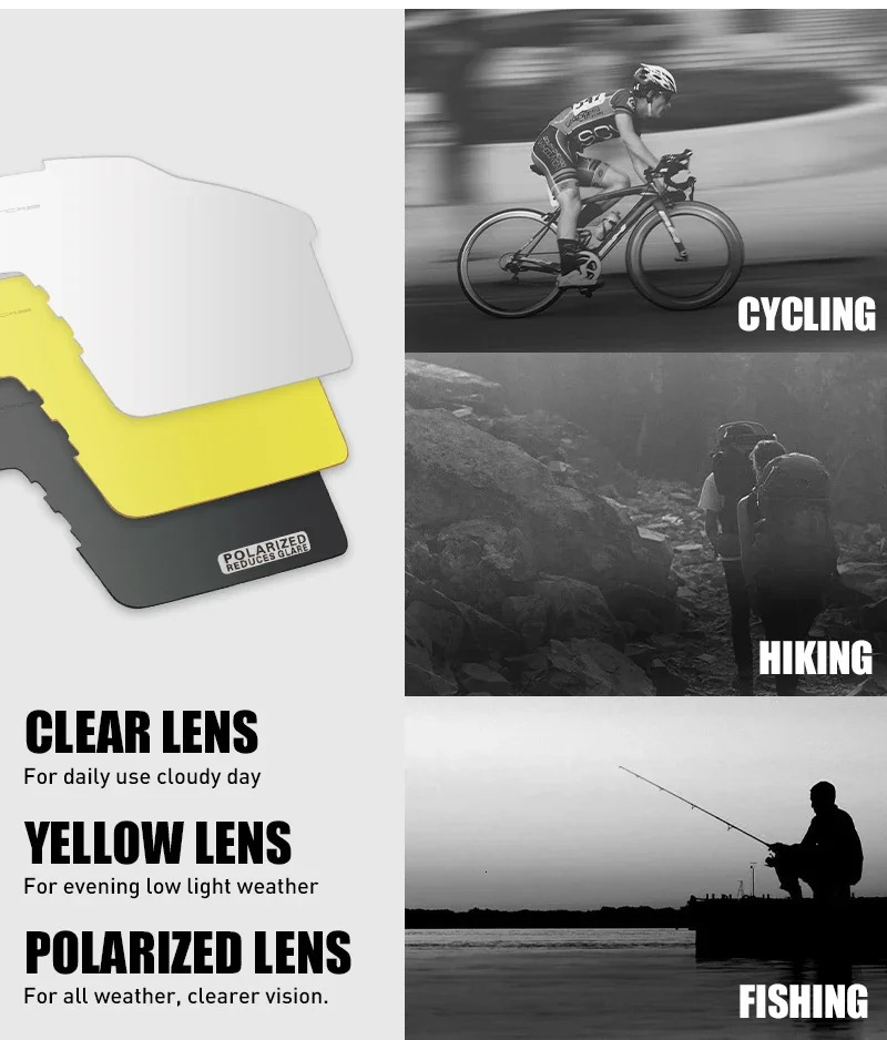 Polarized Cycling Glasses 4 Lens Men Women Sport Fishing Running Sunglasses Road Mountain Bike Goggles MTB Bicycle Eyewear 240416
