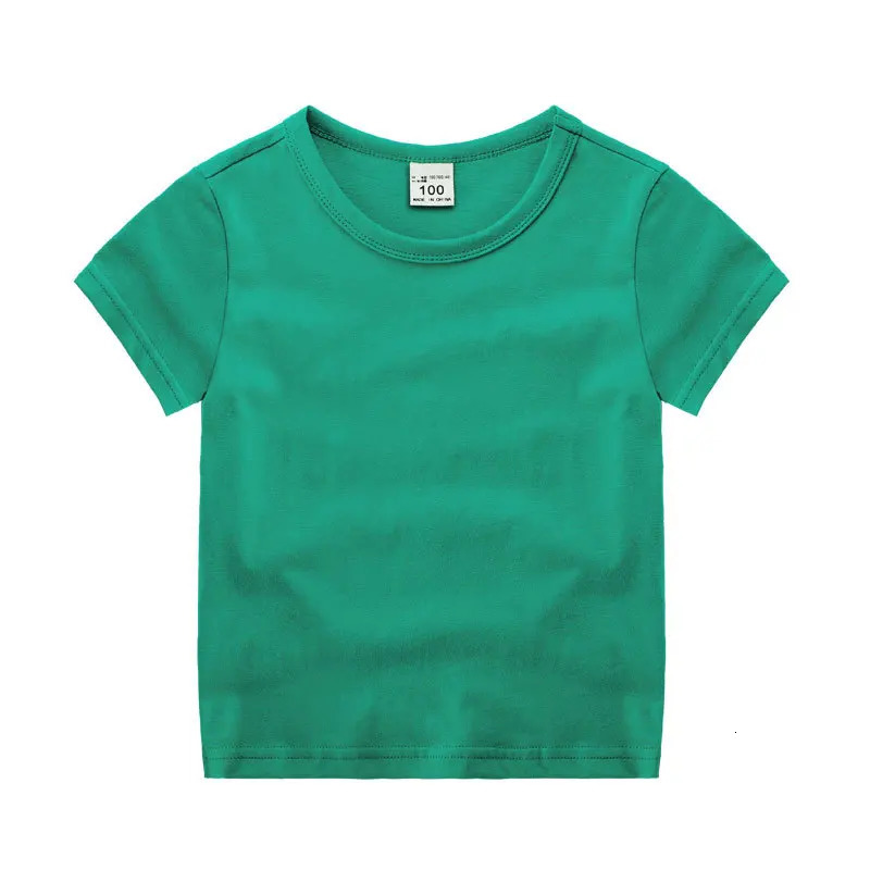 Summer Kids Short Sleeve TShirt Toddler Girls Cotton pure color tshirt Crewneck Boys TShirts Solid Tee Children Clothes 240416