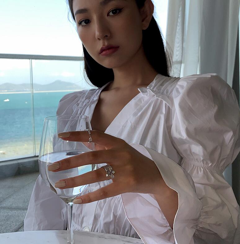 2024 Top Trend: Sier Water Drop Cubic Zirconia Adjustable Ring