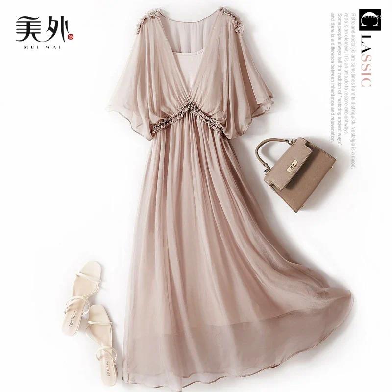 Party Dresses Office Lady White Dress Summer Women Clothing Holiday Beach Elegant Real Silk For Vestidos