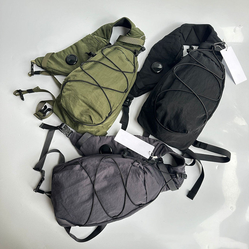 Men Single Shoulder Crossbody Small Bag Single Lens Outdoor Sports Pull Rope Nylon Chest Bag Waist Bag