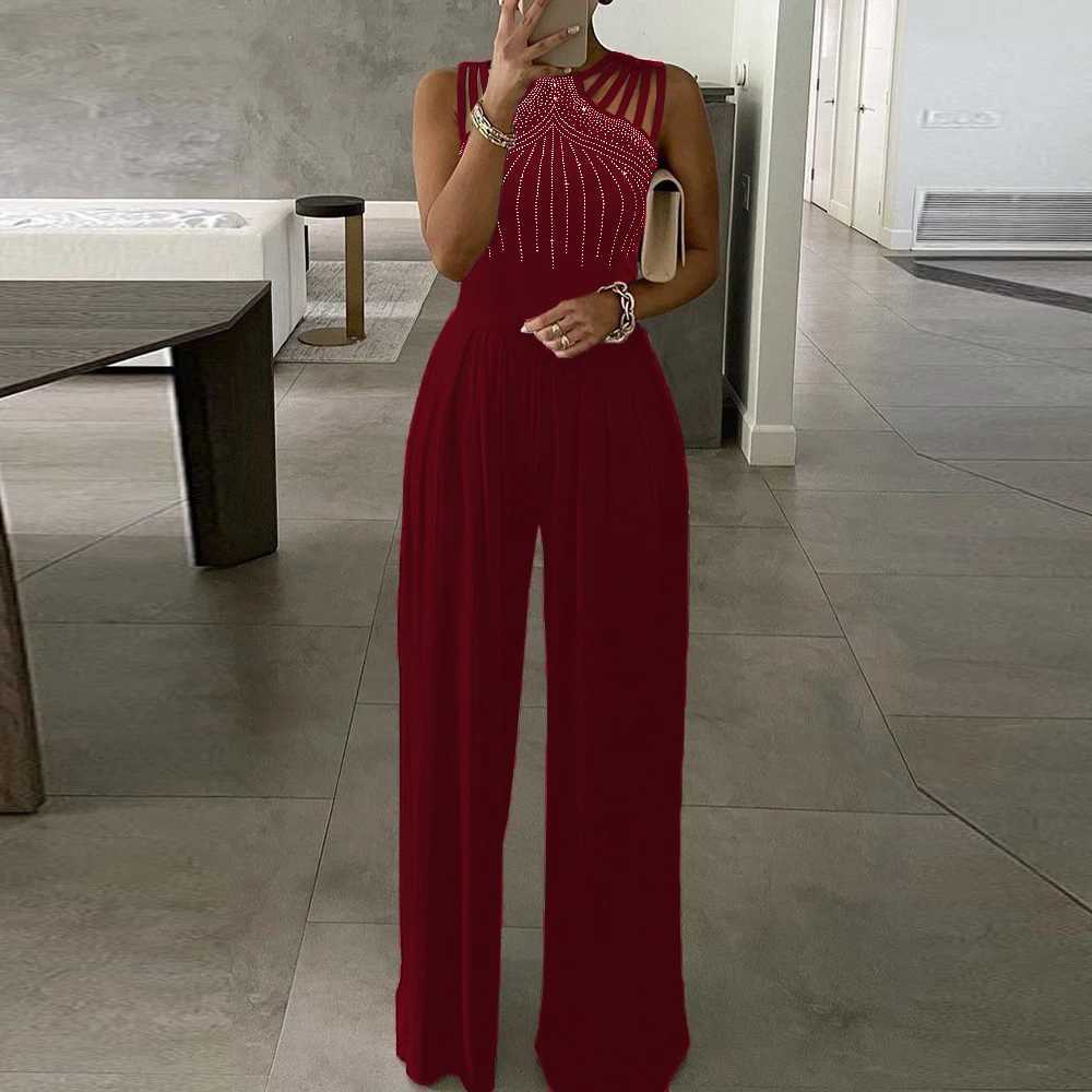 Women's Jumpsuits Rompers Black Vintage Women Jumpsuit 2024 Spring Winter Sexy Party Long Wide Leg Bodysuits Pants Female Clothing Formal Occas T
