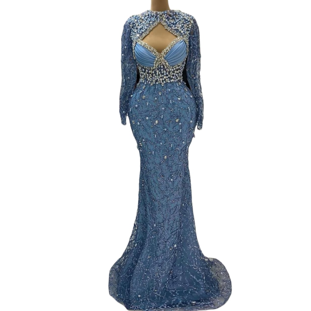 Beaded Prom Dress | Sequined Lace Mermaid Evening Gown