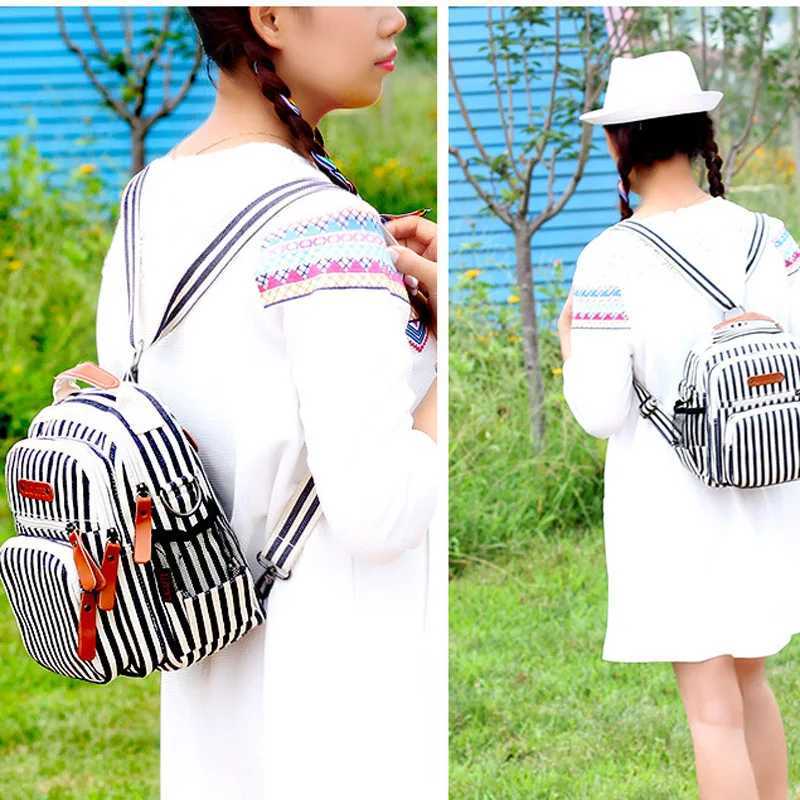Diaper Bags Striped Women Diaper Bag Fashion Waterproof Mom Nappy Bag Travel Backpack For Baby Nursing Multifunction Mother Diaper Handbag Y2502270UHY