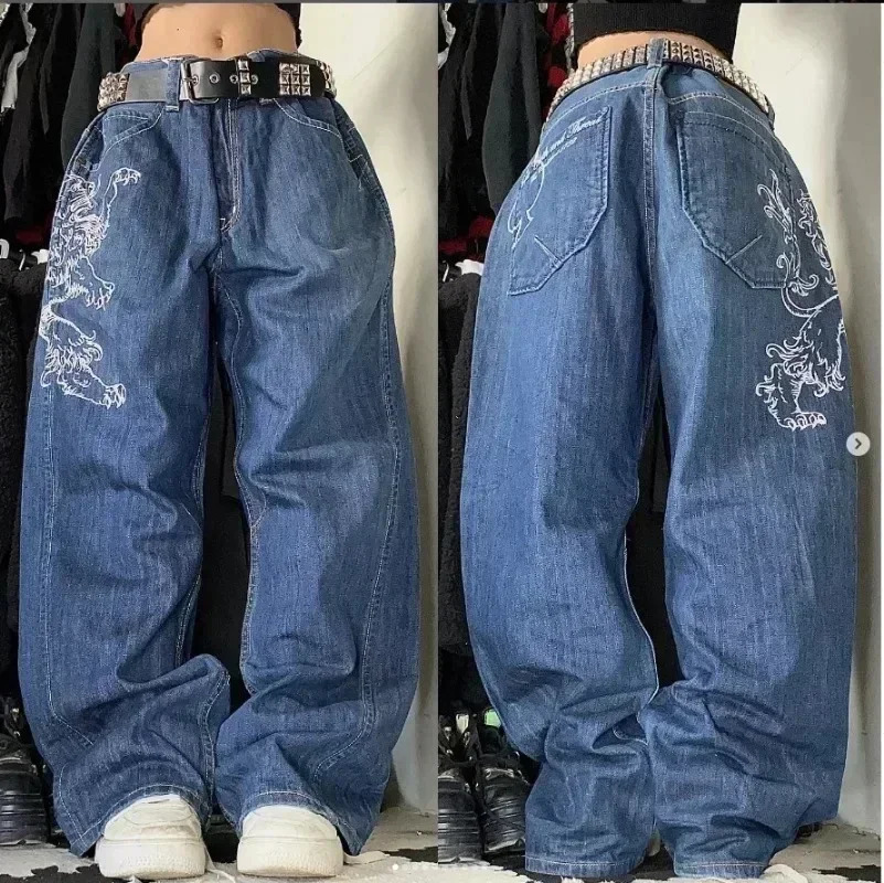 Street Fashion Trend Washed Straight Jeans Men Y2K Harajuku Casual Hip Hop Mopping Wide Leg Pants Unisex Loose Denim Trouser 240429