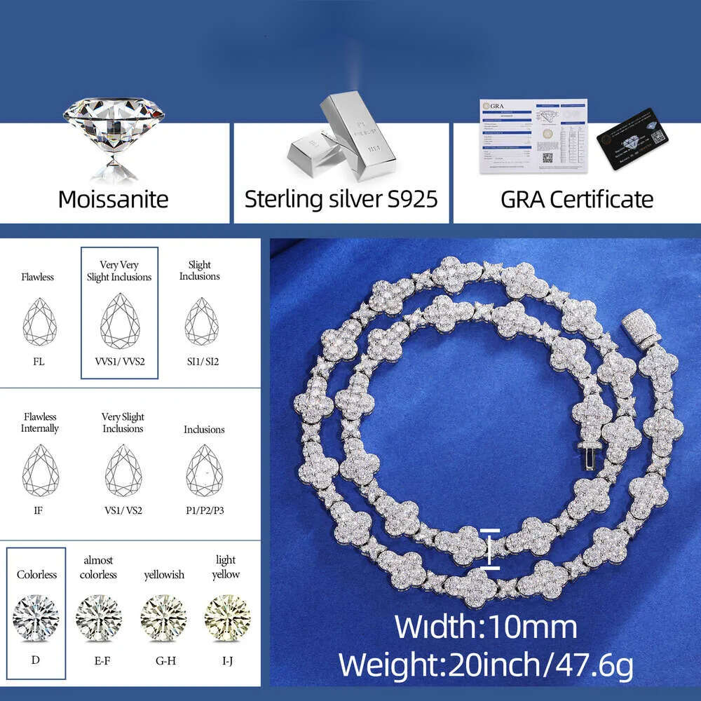 new collection sparkg necklace mens 10mm sterg sier vvs moissanite dia iced out cross star k chain