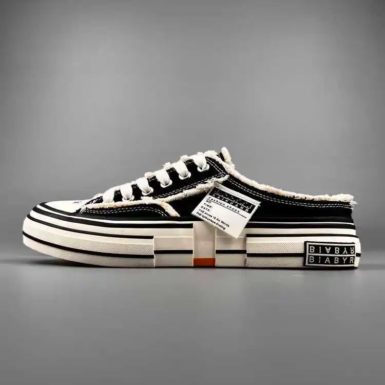 Canvas Half Slippers for Men Casual Breathable Ankle Boots Summer Slip On Slippers shoes p25d50