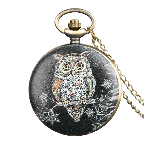 Exquisite Lovely Owl Design Pocket Watch Vine Quartz Analog Watches Necklace Chain Clock Gifts for Men Women Kids