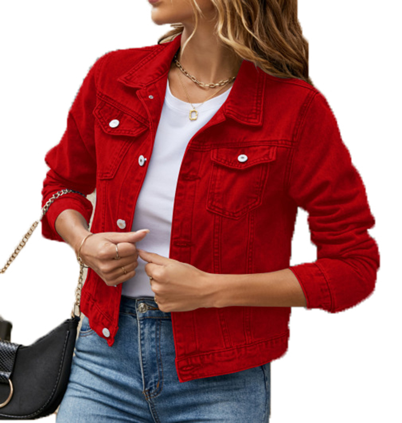 Jean jacket women Denim Jacket Solid Color Versatile Women Jean Jackets White Black Red Fashion Denim Coat Designer Womens Jacket S-xxL