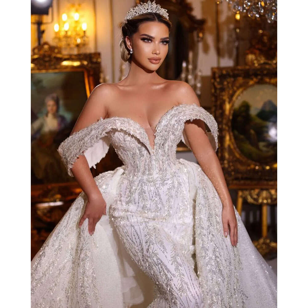 Wedding Dresses Shoulder Gorgeous The Mermaid Off Designer Shining Stripe Applicants Beads Chapel Custom Made Plus Size Bridal Gown Vestidos De Novia 