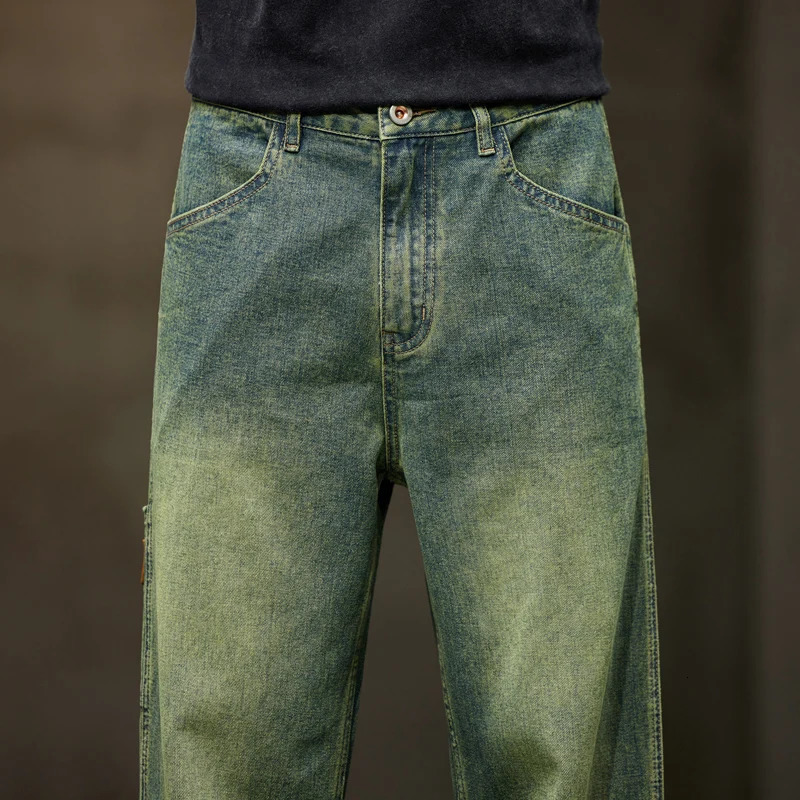 Jeans Men Baggy Pants Wide Leg Summer Straight Loose Fit Retro Blue Denim Pants Streetwear Fashion Pockets Vintage Man Clothes 240429