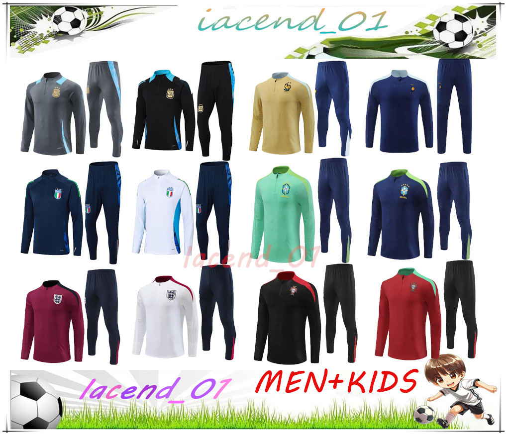 24 25 Various national teams Brazil englands tracksuit 2024 2025 Half pull Men kids soccer tracksuit kits Training suit chandal futbol survetement maillot de foot