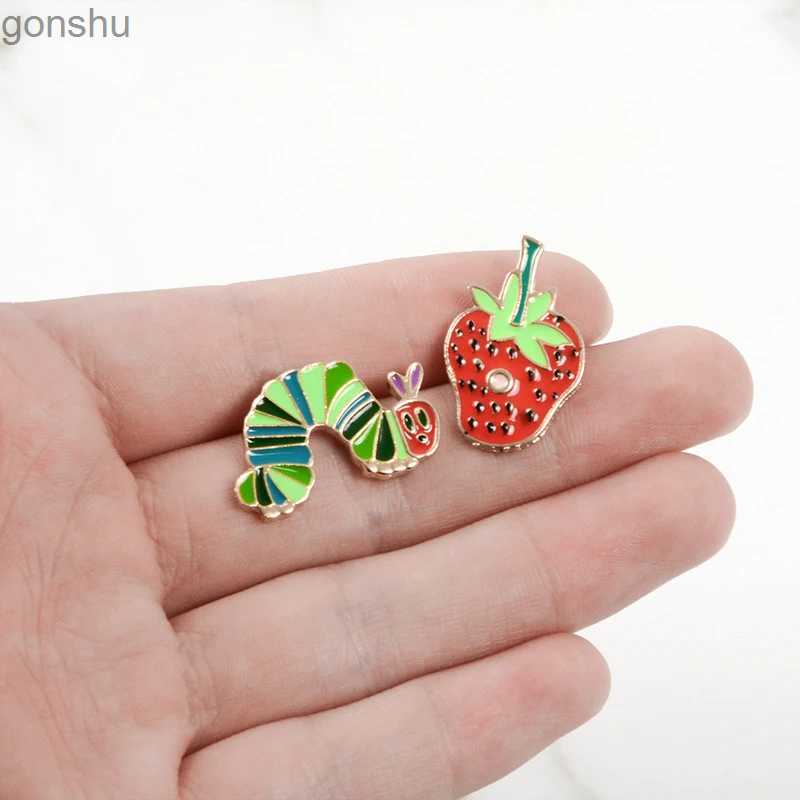 Pins Brooches Hungry Caterpillar Storybook Strawberry Catalan Pins Fruit Brooches Enamel Pins Flip Collar Pins Jewelry Gifts to Friends and Child