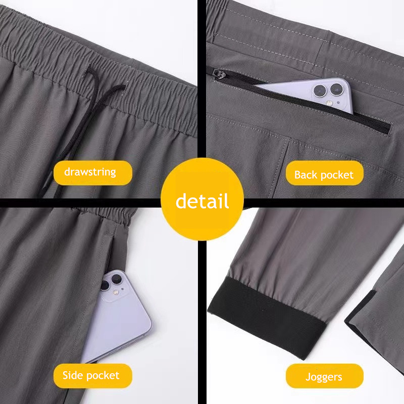 Men's Jogger Long Pants Sport Yoga Outfit Quick Dry Drawstring Gym Pockets Sweatpants Trousers Mens Casual Elastic Waist fiess