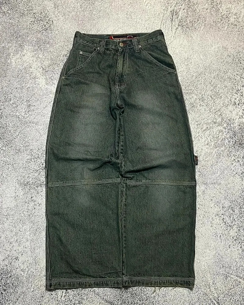 American High Street Retro Straight Wide Leg Pants Y2k Letter Print Oversized Jeans Men Gothic Punk Casual Trousers Women 240429
