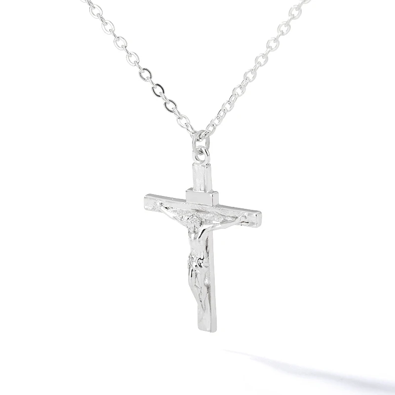 Chain For Man Stainless Steel Cross Necklace Women Men woman necklace - Religious Christian Jewelry Prayer And Baptism Crystal