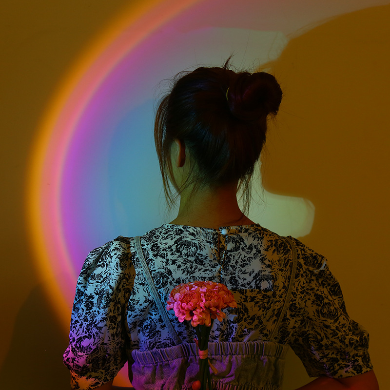 Creative sunset light decoration rainbow circle projection ambient light background light