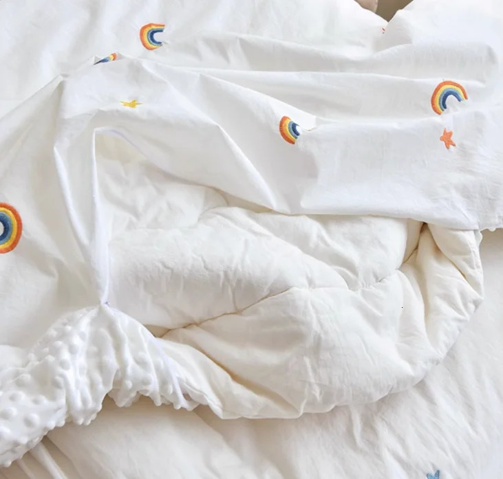 3PCS Bedding Set Vintage Cartoon Cotton Baby Children Crib Bed Duvet Cover Sheet Pillowcase Without Filler 240429
