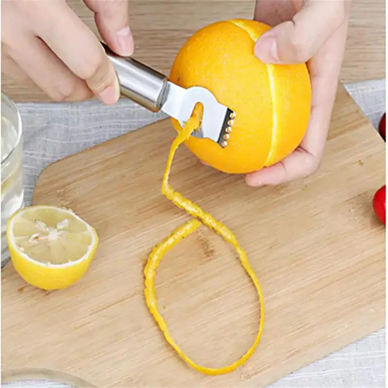 1 PC Lemon Orange Fruit Citrus Zester Peeler Kitchen Bar Craft Stainless Steel Knife Peeg Tools 0507