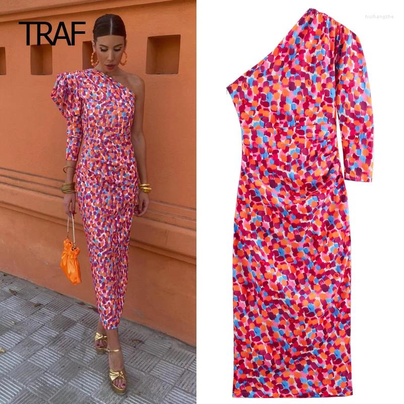 Casual Dresses Print Asymmetric Womens Dress Summer 2024 Long Sleeve Off Shoulder Floral Beach Wear Women Vacation