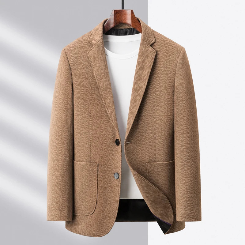 High Quality Leisure Suit Spring and Autumn Fashion Handsome Business Middleaged Men Woolen Coat 240430