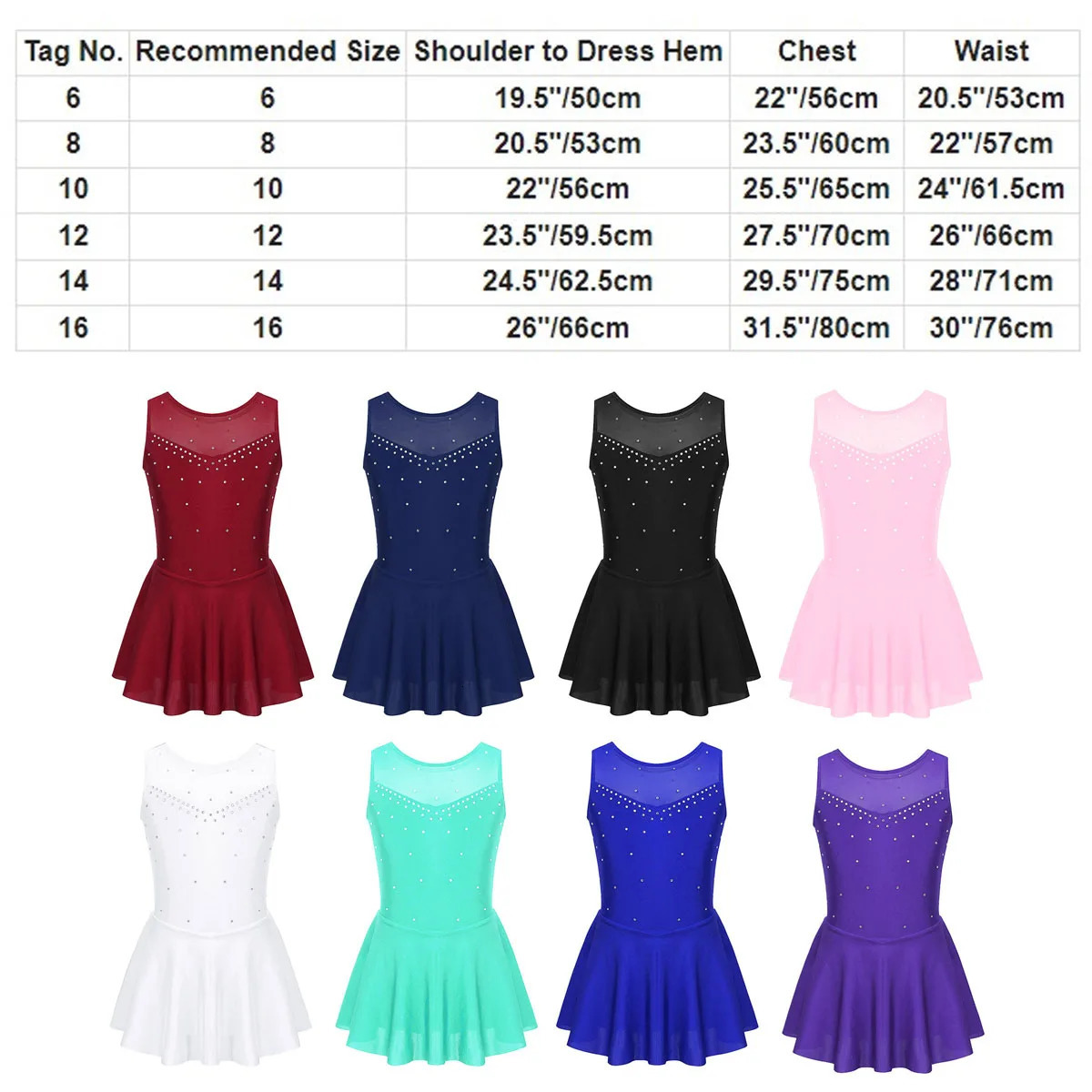 Kids Girls Sequin Figure Ice Skating Dress Floral Ballet Gymnastics Leotard Dancewear Competition Performance Clothes 240420