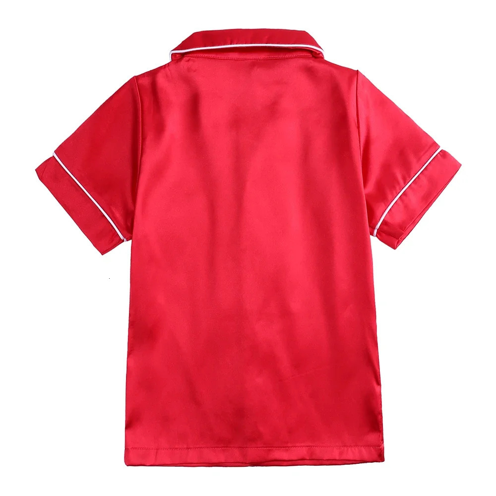 2024 Summer Children Clothes Pajama Set Stain Silk Soft Solid Color Comfortable Kids Girls Boys Pajamas Sleepwear Suit 240506