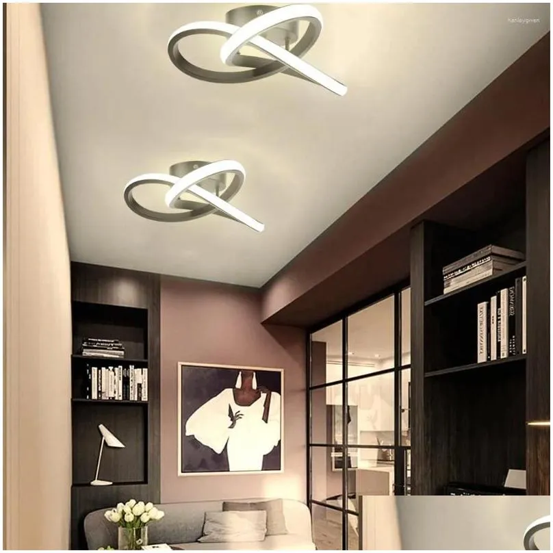 Ceiling Lights Spiral Design Modern Led Light 3000K-6000K Lighting Fixtures Hallway For Bedroom Living Room Drop Delivery Indoor Dhq2G LL
